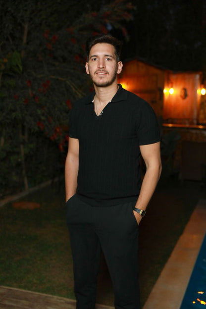 Midnight Open Collar Polo
